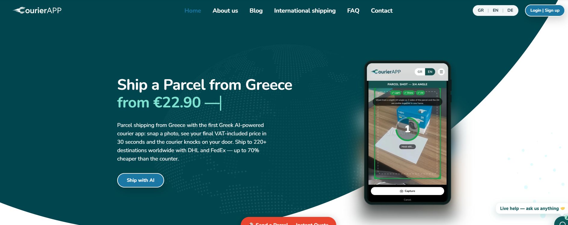 Actual English CourierAPP website