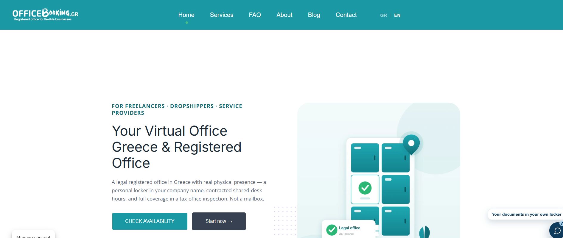 Actual English OfficeBooking website · private partner data is not shown